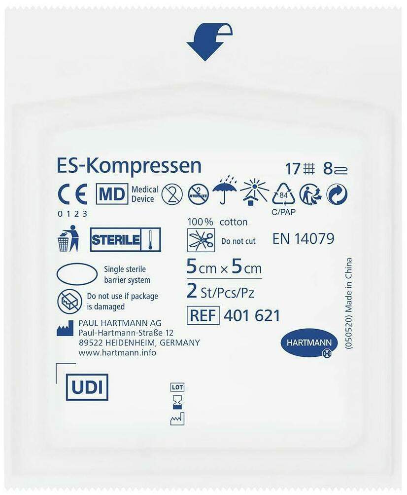 ES-Kompressen steril 5 x 5 cm 8fach 5 x 2 Stück
