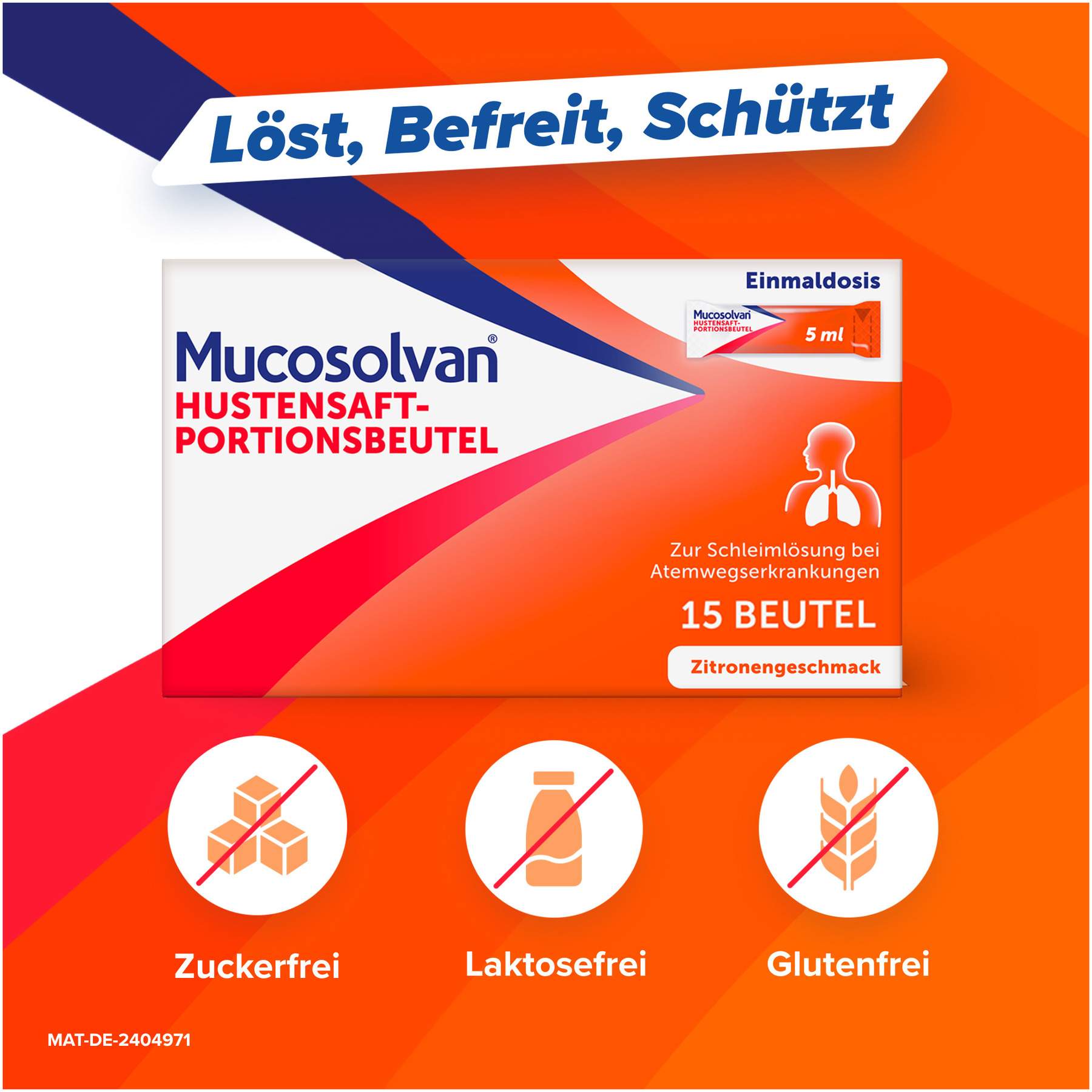Mucosolvan Hustensaft-Portionsbeutel 2x 15 x 5 ml