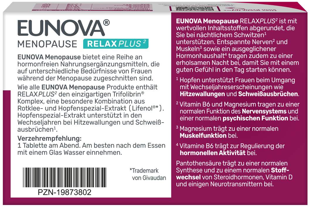 Eunova Menopause Relax Plus 30 Tabletten