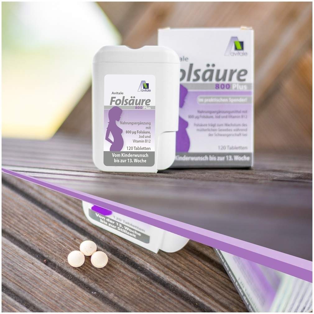 Folsäure 800 Plus B12 + Jod 120 Tabletten