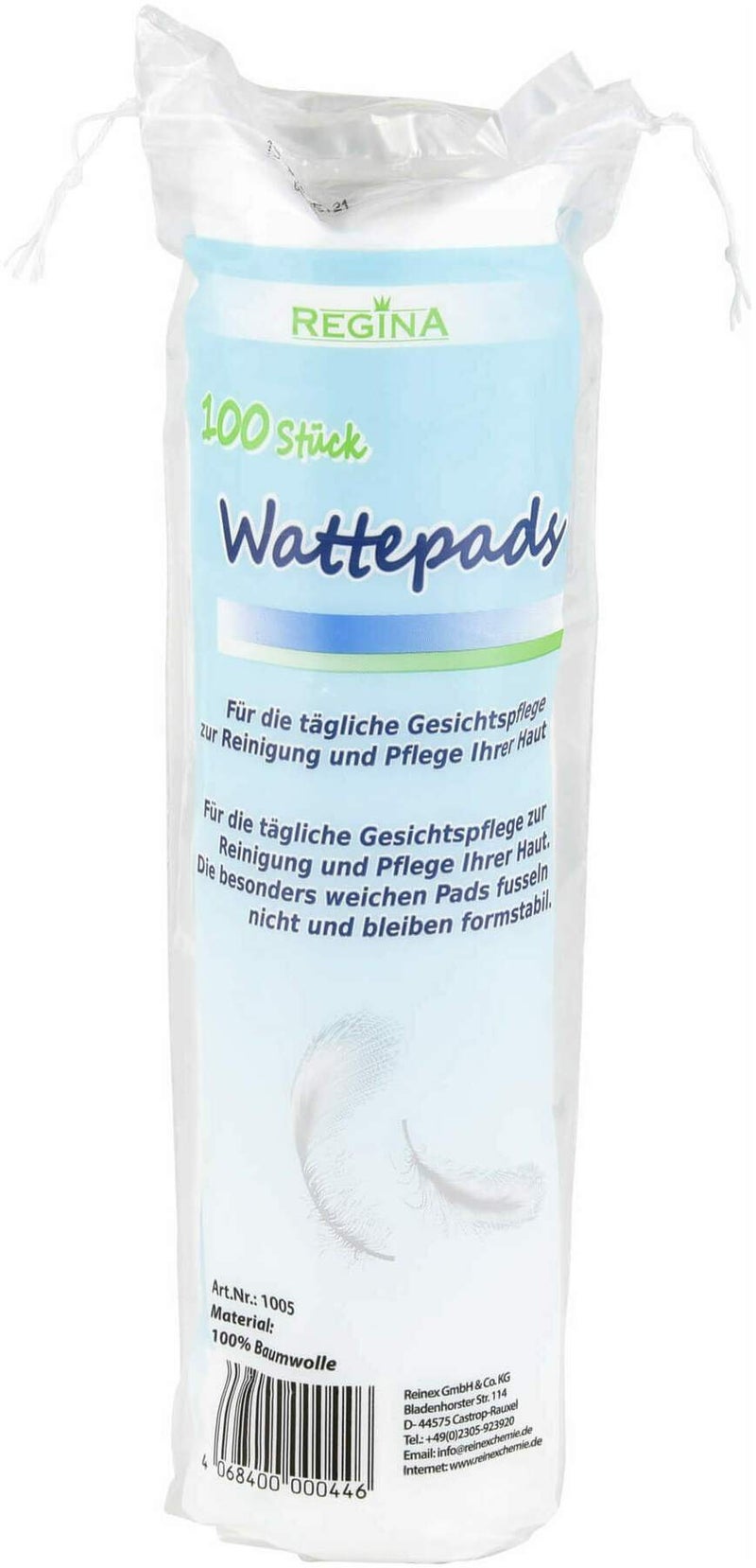Wattepads Rund 100% Baumwolle Regina 100 Stück