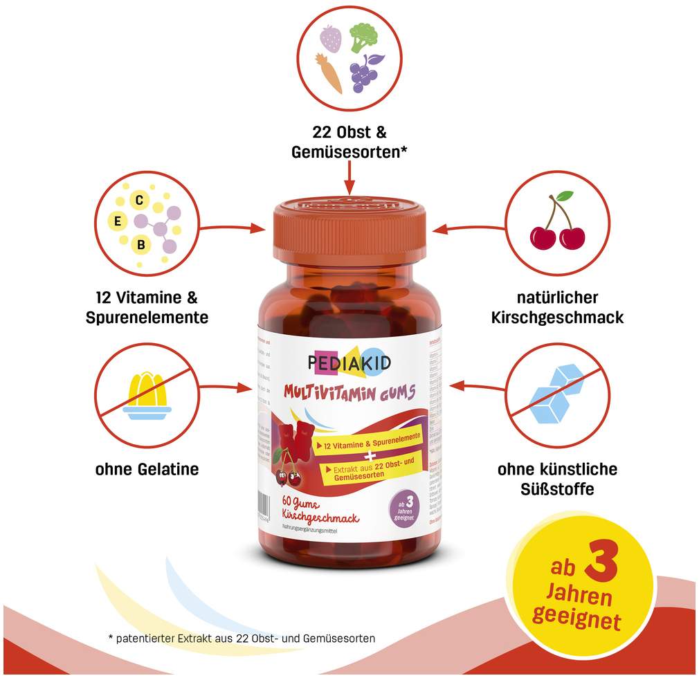Pediakid Multivitamin 60 Gums mit Kirschgeschmack