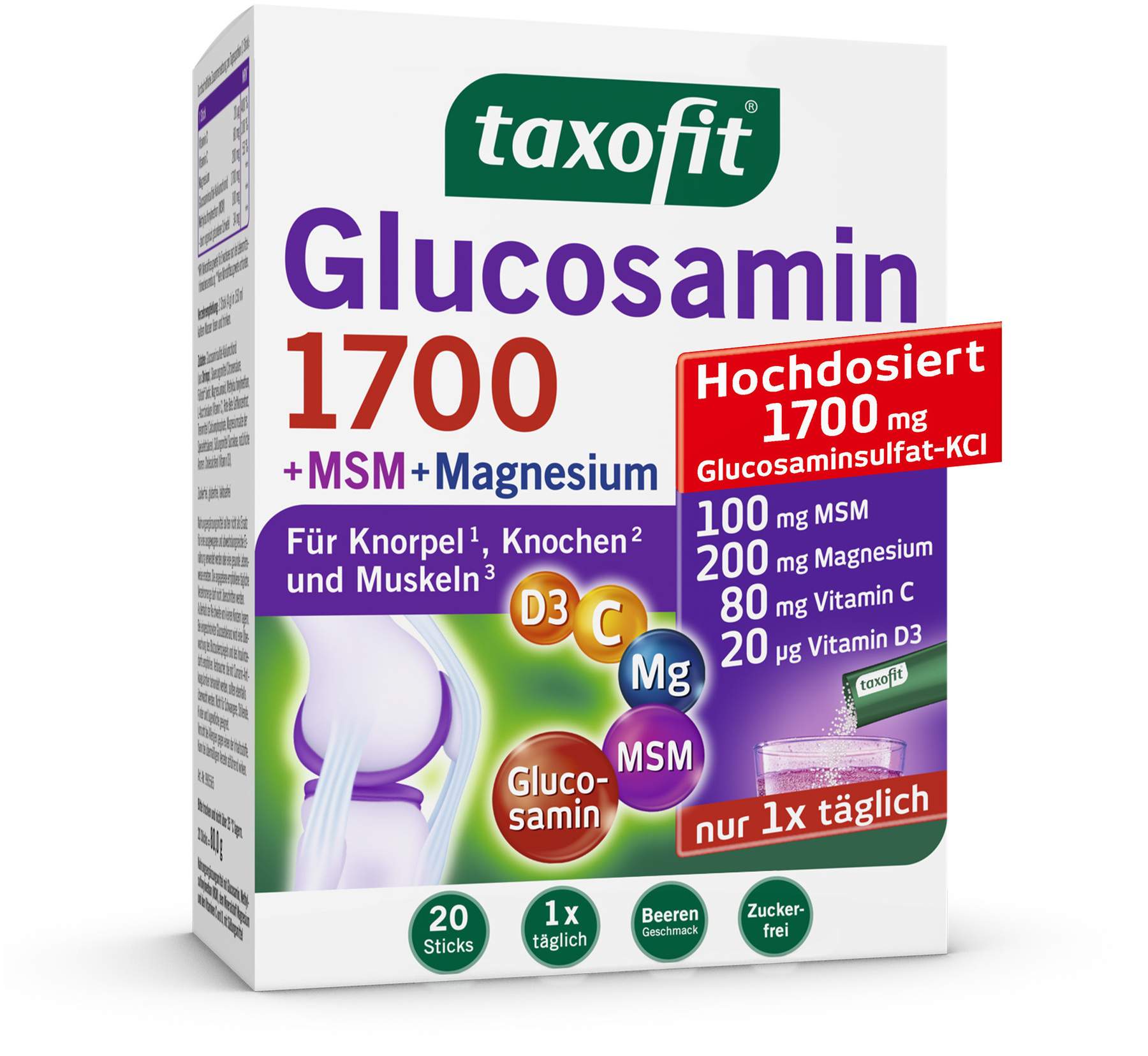 Taxofix Glucosamin 1700 + Msm + Magnesium 20 X 4 G Granulat