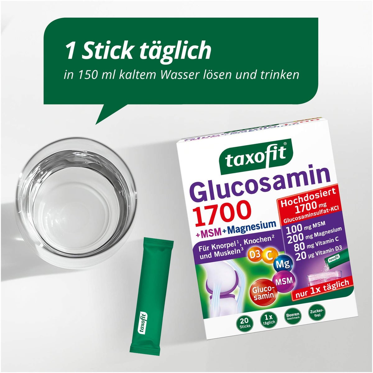 Taxofix Glucosamin 1700 + Msm + Magnesium 20 X 4 G Granulat