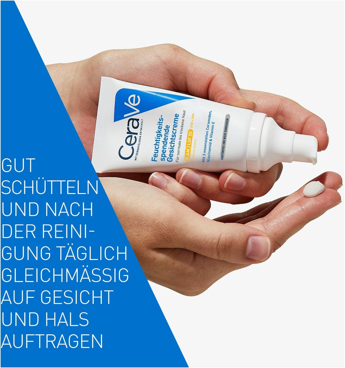 CeraVe Feuchtigkeitsspendende Gesichtscreme LSF 50 52 ml + gratis Schäumendes Reinigungsgel 20 ml
