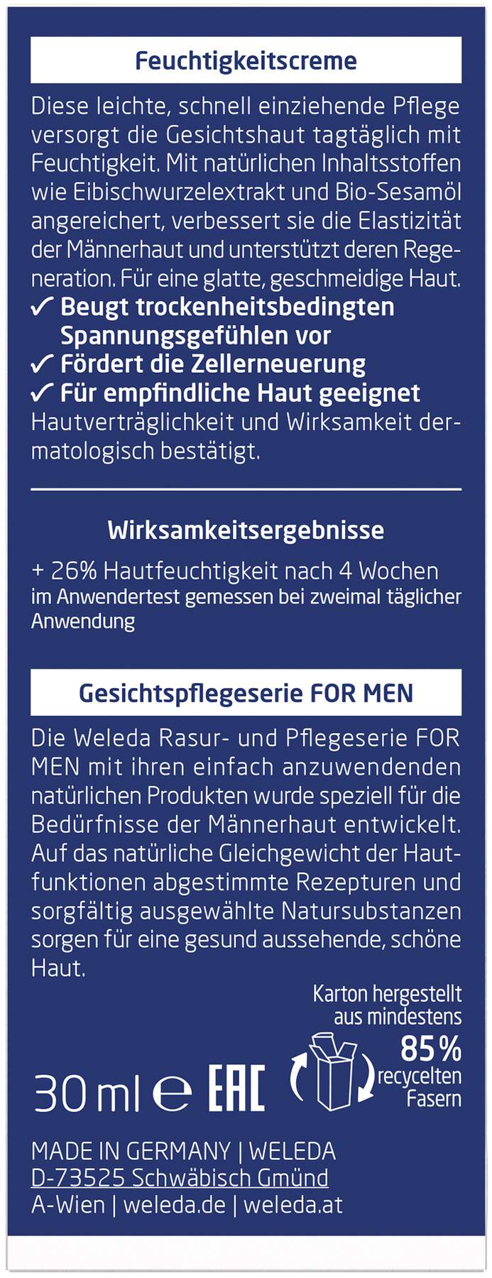 Weleda For Men Feuchtigkeitscreme 30 ml