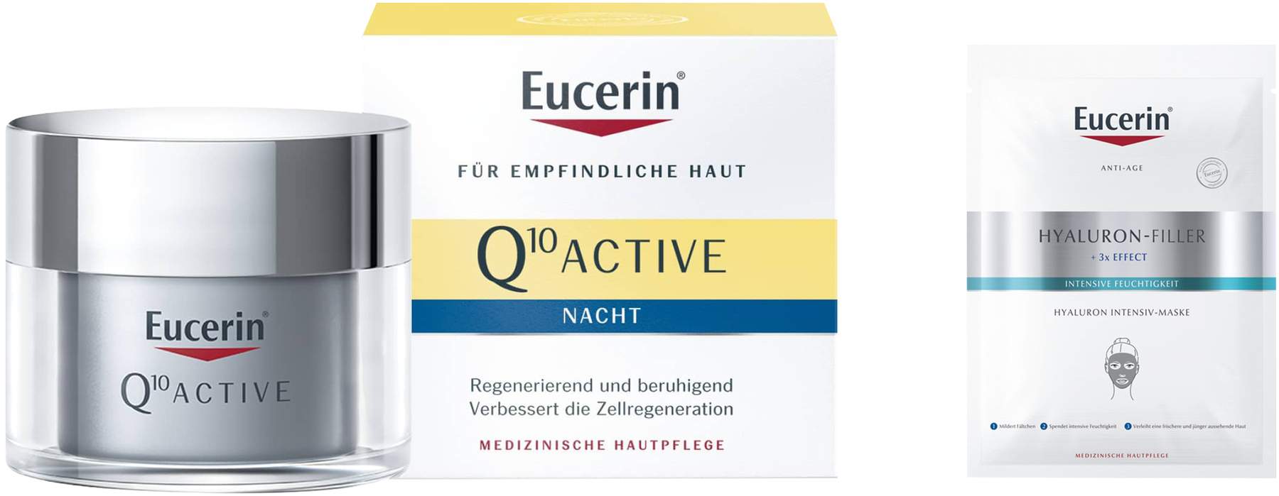 Eucerin Q10 Active Antifalten Nachtpflege 50 ml Creme + gratis Anti Age Hyaluron Filler Intensiv Maske 1 Stück