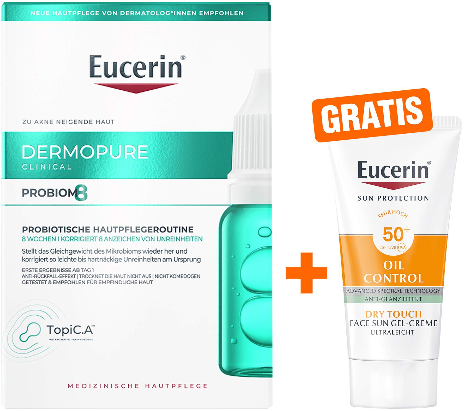 Eucerin DermoPure Clinical Probiom8 Routine-Set 1 Stück + gratis Eucerin Sun Gel - Creme Oil Control 20 ml