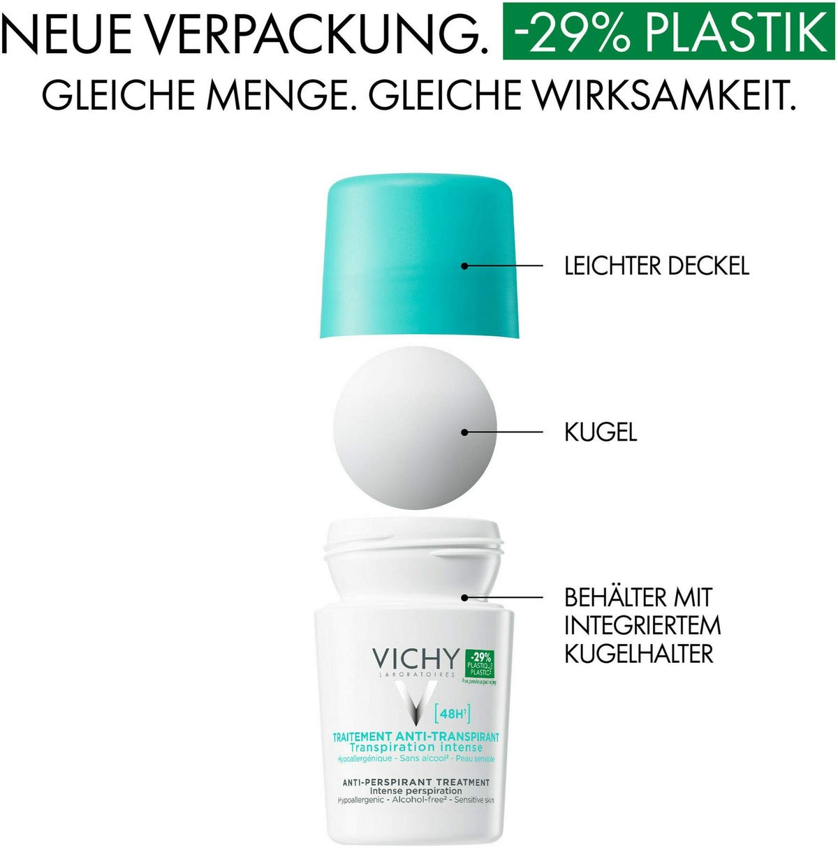 Vichy Deo Roll On Anti Transpirant 48h Doppelpack 2 x 50 ml Stift