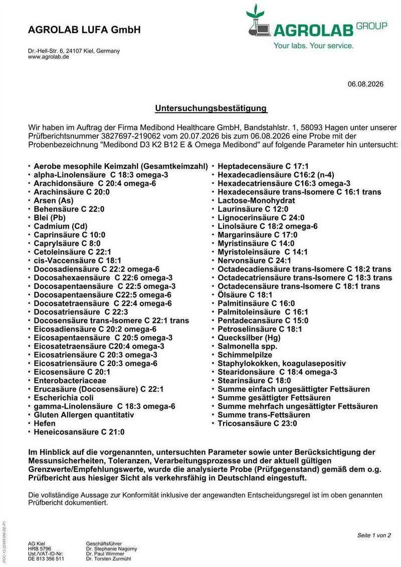 MEDIBOND D3, K2, B12, E & Omega 3