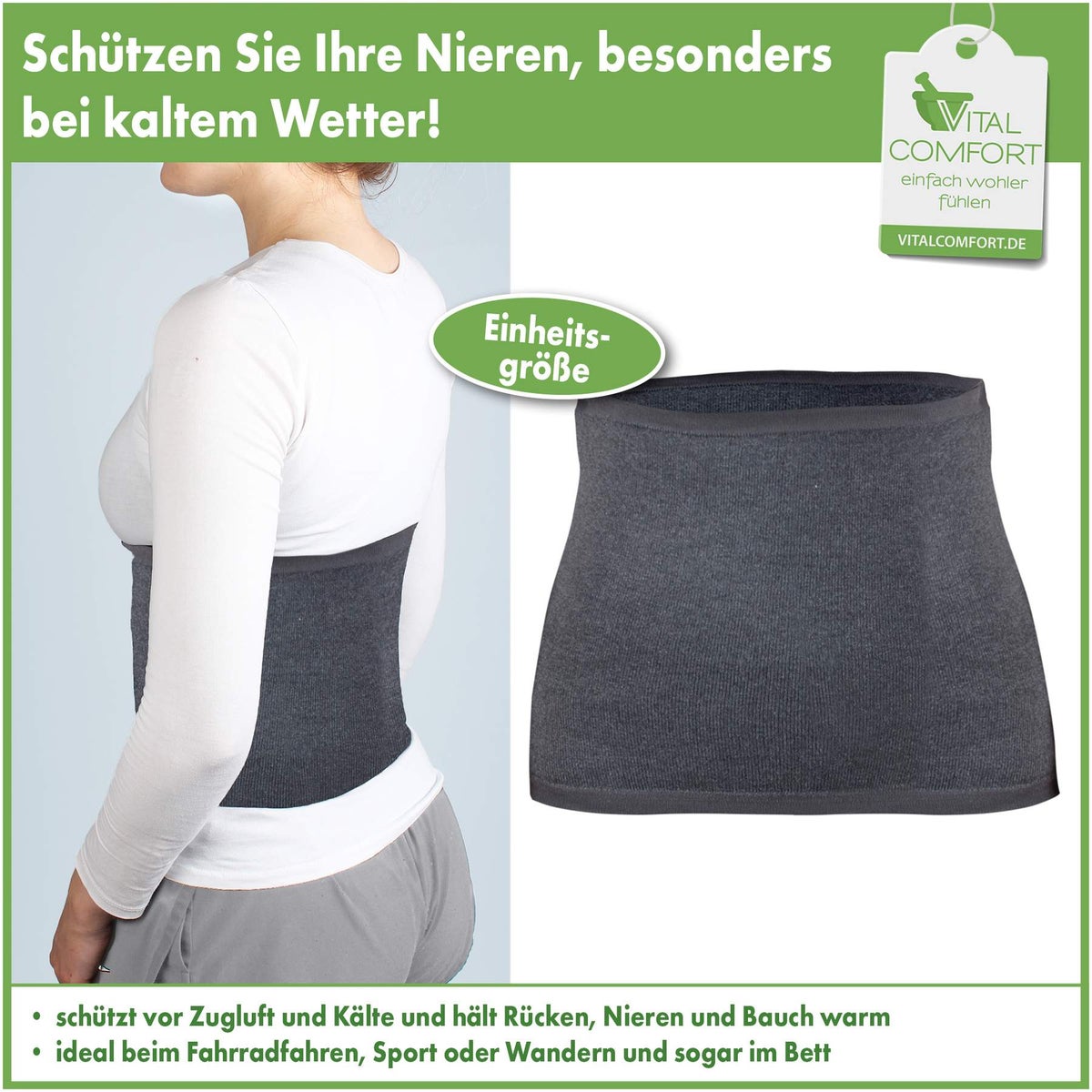 Vital Comfort Nierenwärmer Grau Einheitsgröße 1 Stück
