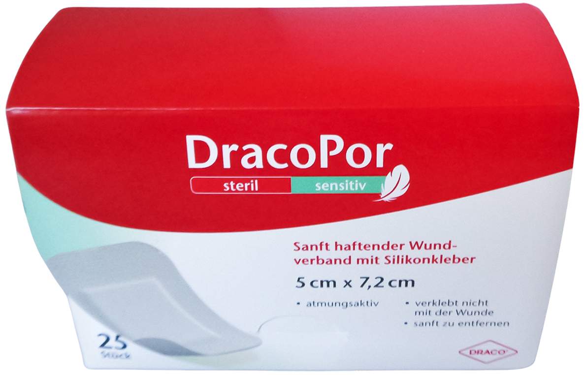 Dracopor Sensitiv 5x7,2 cm Steril M.Silikonkleber