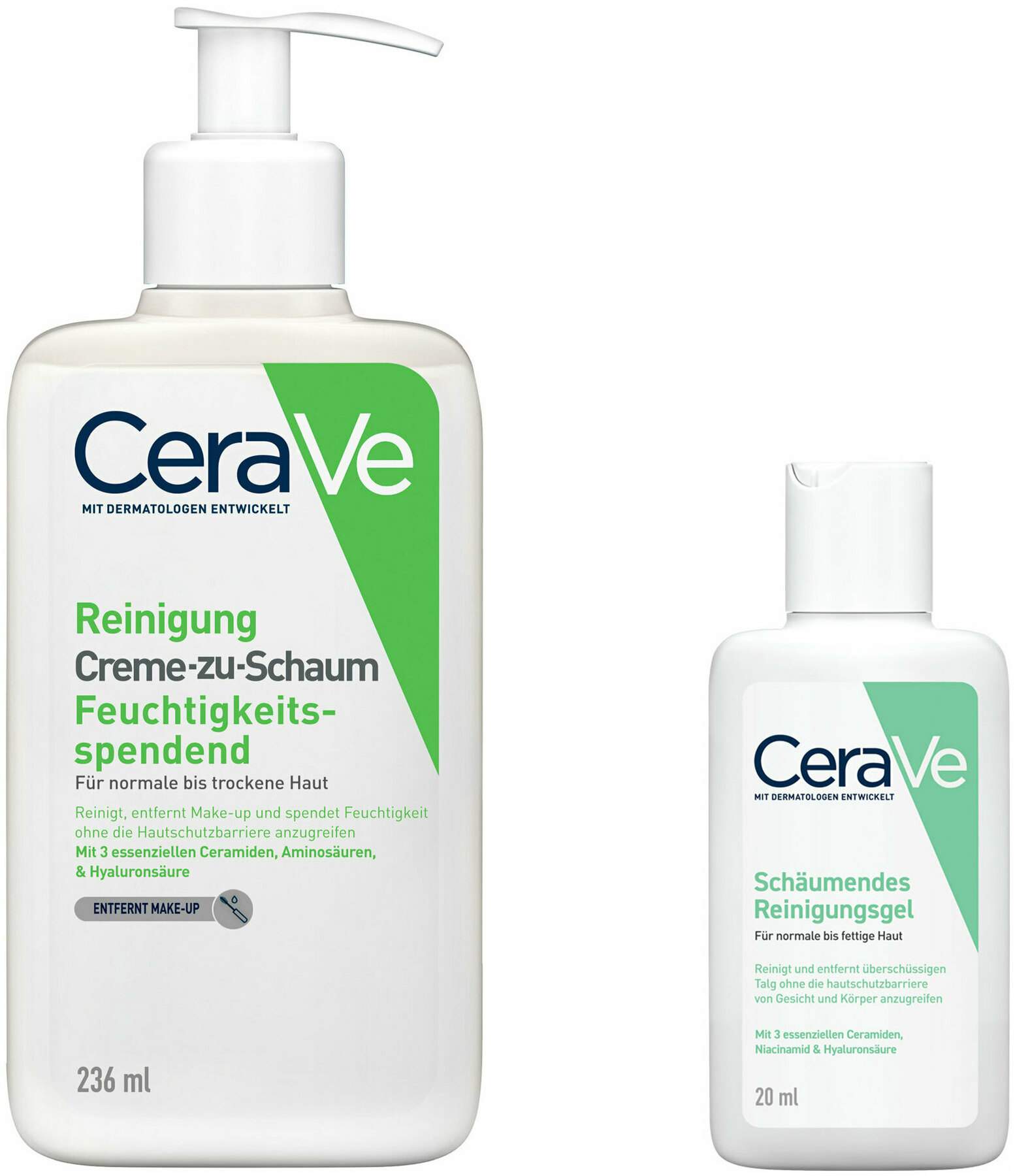 CeraVe Creme-zu-Schaum Reinigung 236 ml + gratis Schäumendes Reinigungsgel 20 ml
