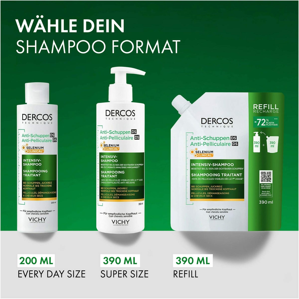 Vichy Dercos Anti-Schuppen Shampoo Trockene Kopfhaut 390 ml