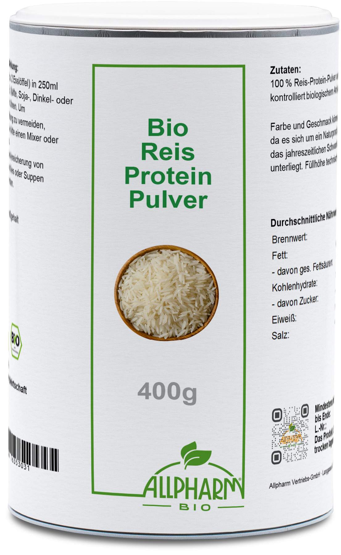 Bio Reisprotein Pulver Allpharm 400 g