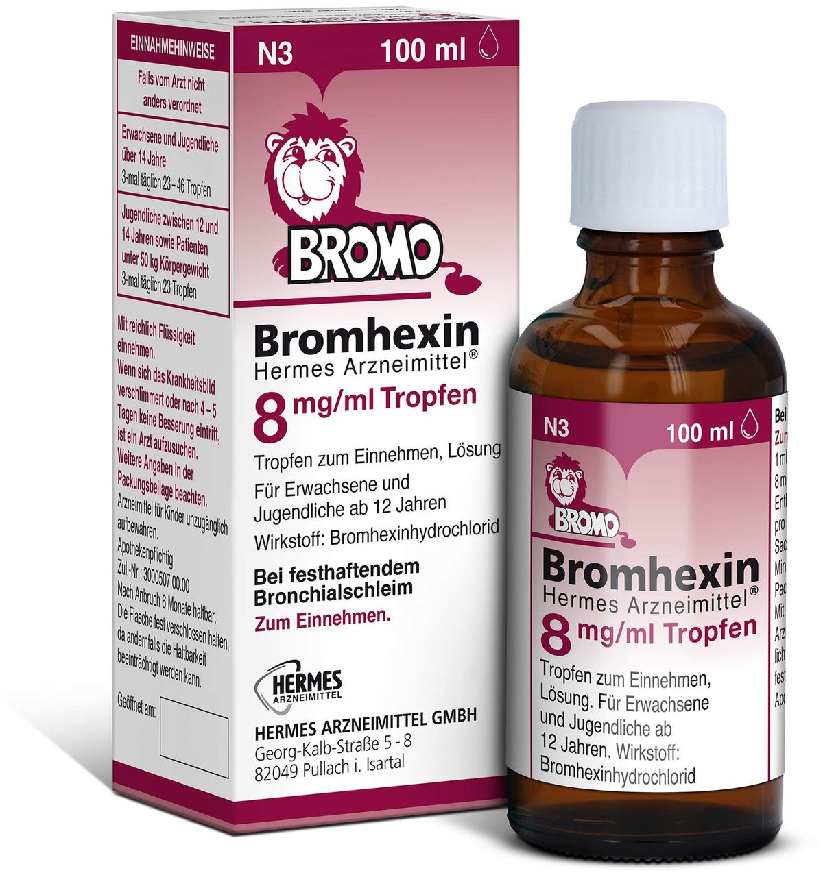 Bromhexin Hermes Arzneimittel 8 mg pro ml 100 ml Tropfen