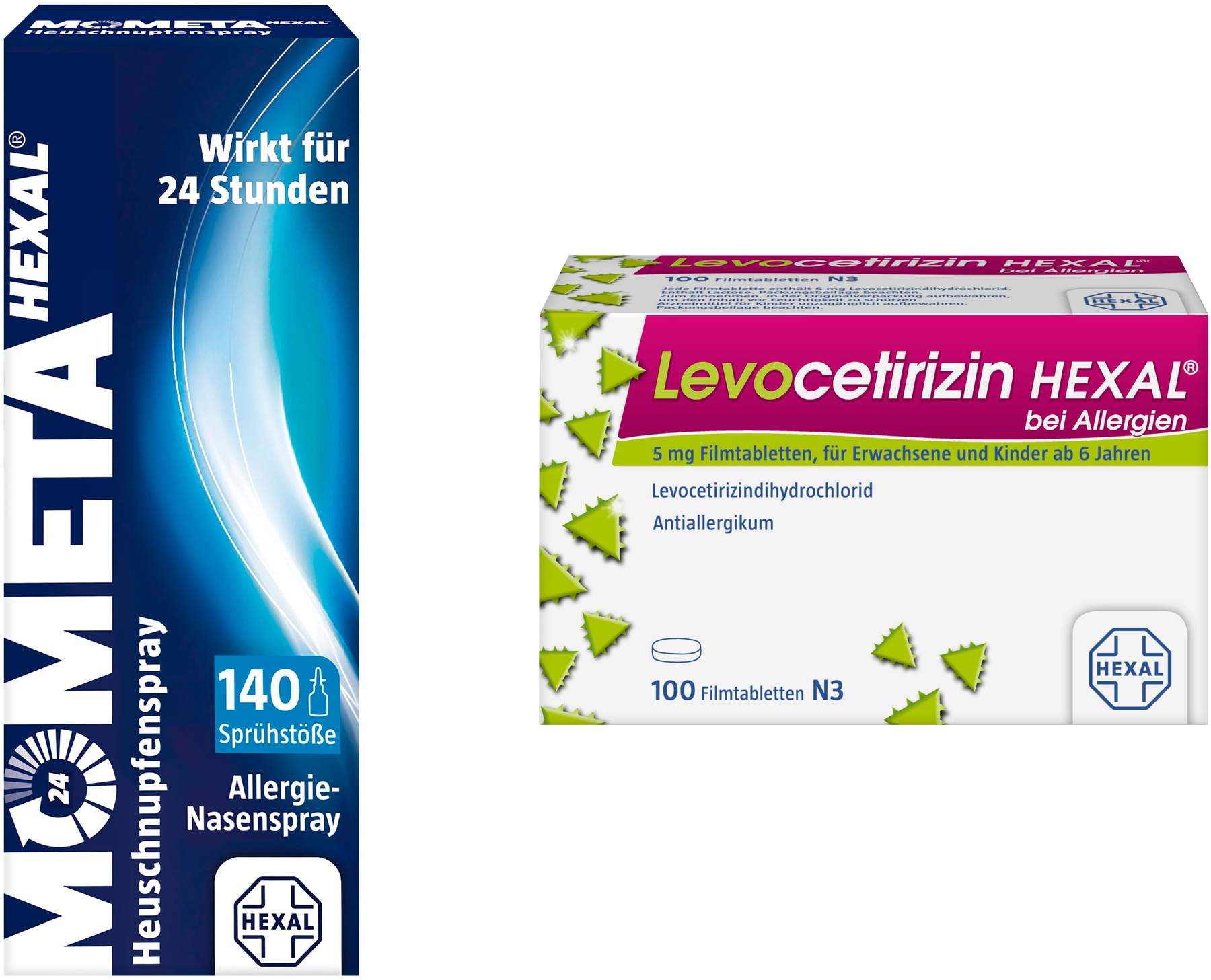 Mometahexal Heuschnupfenspray 50µg 18 g Nasenspray + Levocetirizin Hexal 100 Filmtabletten
