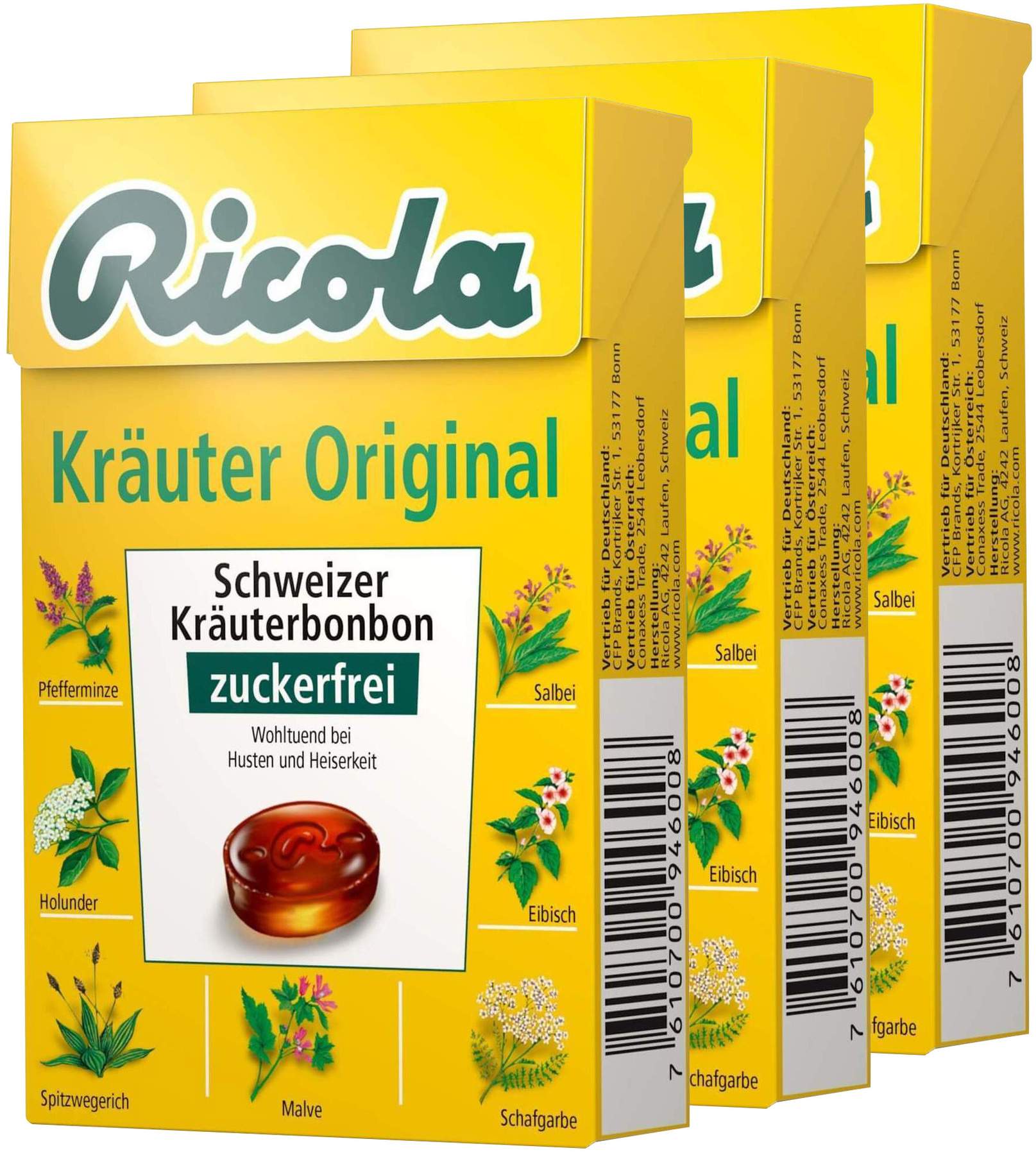Ricola Box Kräuter zuckerfrei 3 x 50 g