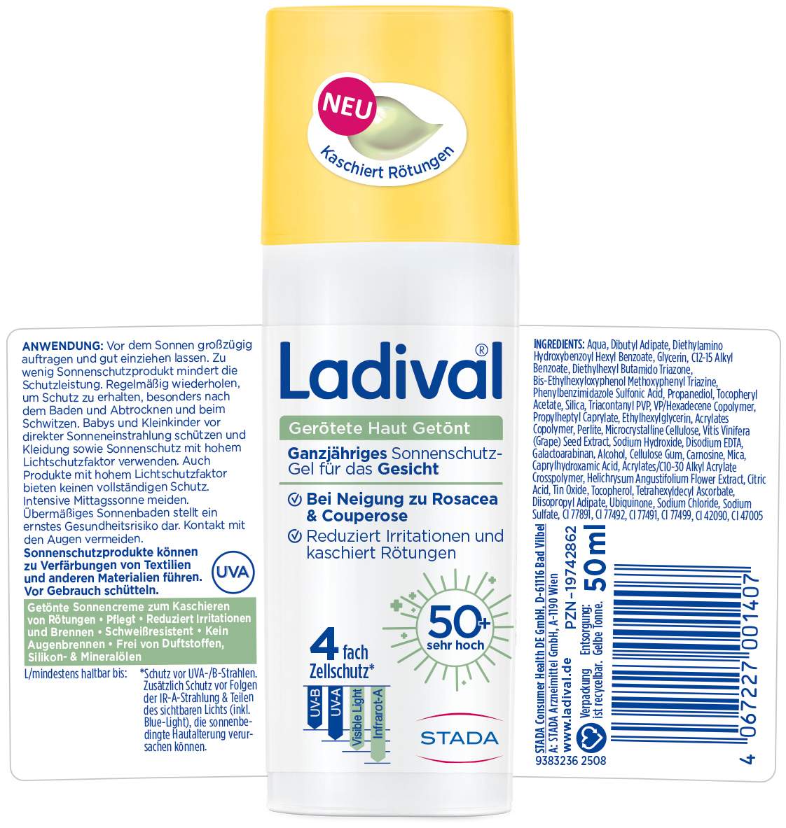 Ladival Gerötete Haut Sonnenschutz-Gel getönt LSF 50+ 50 ml