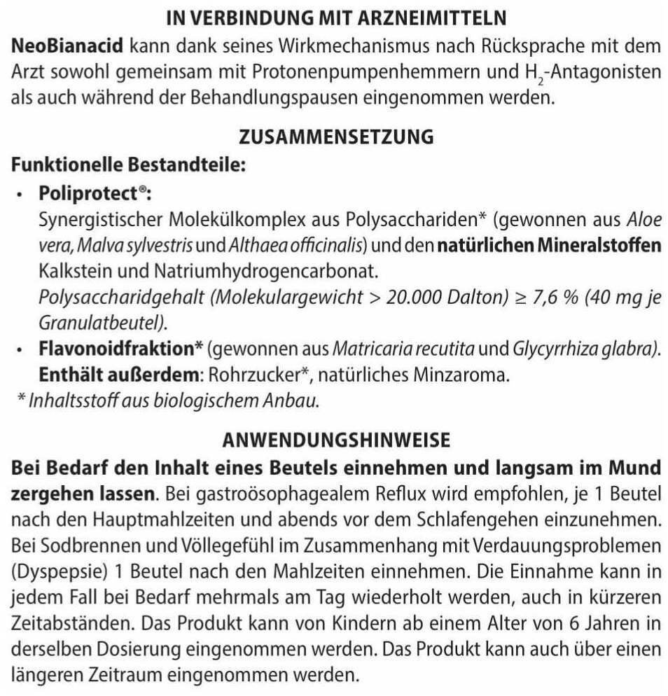 Neobianacid Direktgranulat 20 Beutel