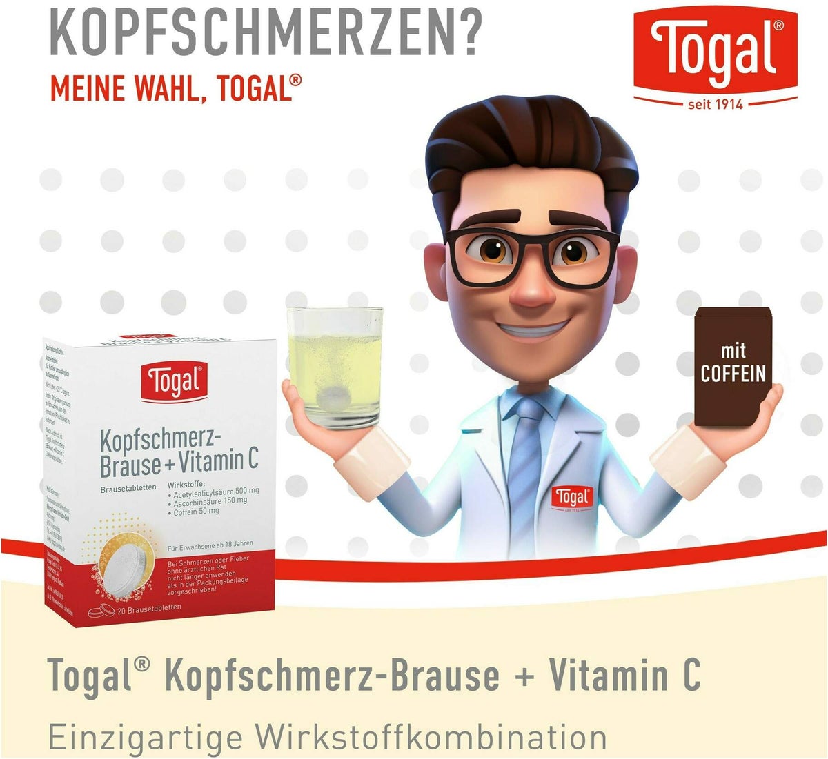 Togal Kopfschmerz - Brause + Vitamin C 20 Brausetabletten