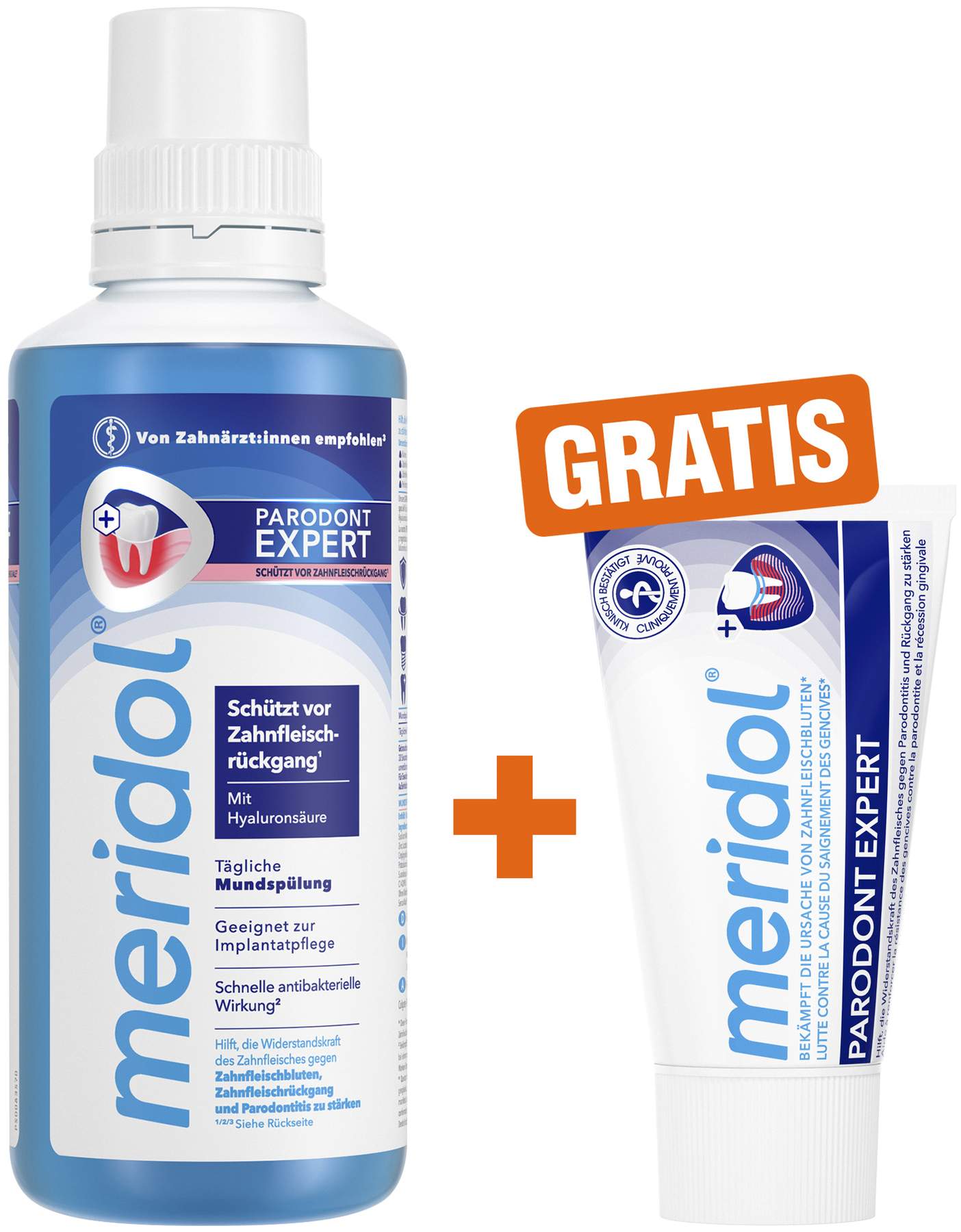 Meridol Parodont-Expert Mundspülung 400 ml + gratis Meridol Paradont Expert Zahnpasta 20 ml