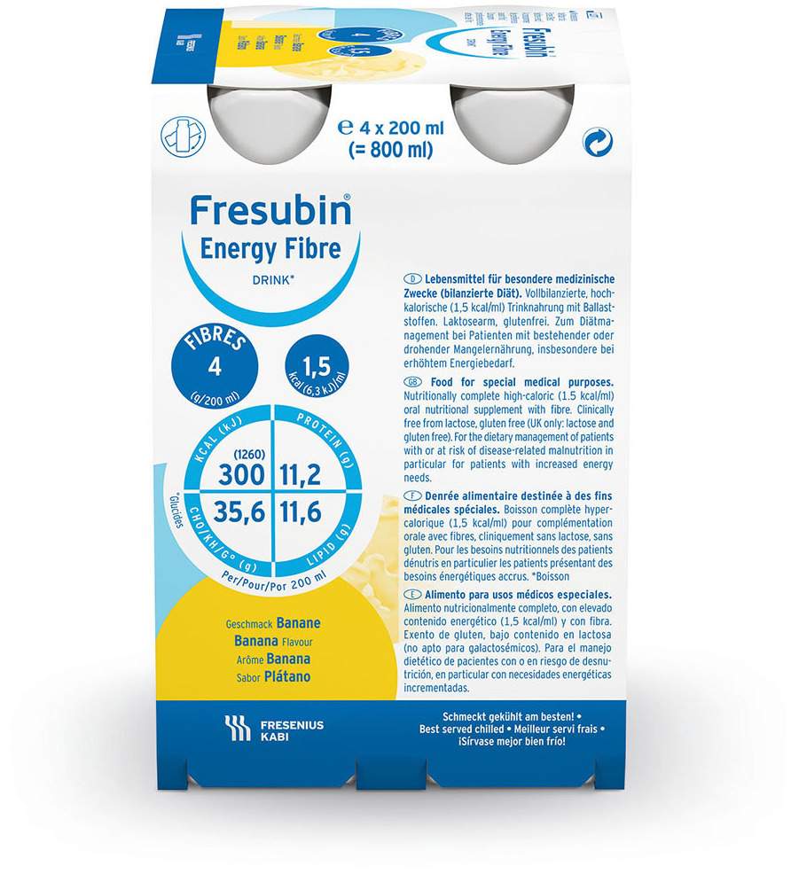 Fresubin Energy Fibre Drink Banane Trinkflasche  4 X 200 ml