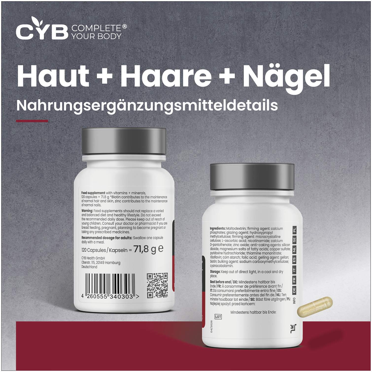 Cyb Haut Haare Nägel Multi-Komplex Hochdosiert 120 Kapseln