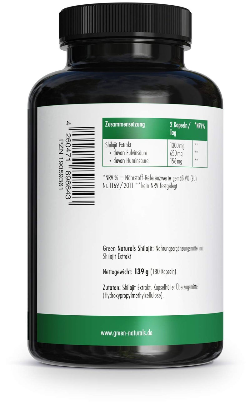 Green Naturals Shilajit 1300 mg 180 Kapseln