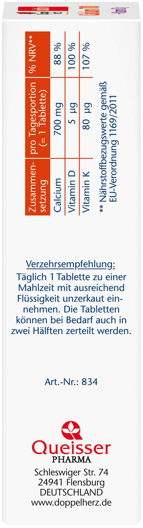 Doppelherz Aktiv Calcium 700 + Vitamin D3 30 Tabletten