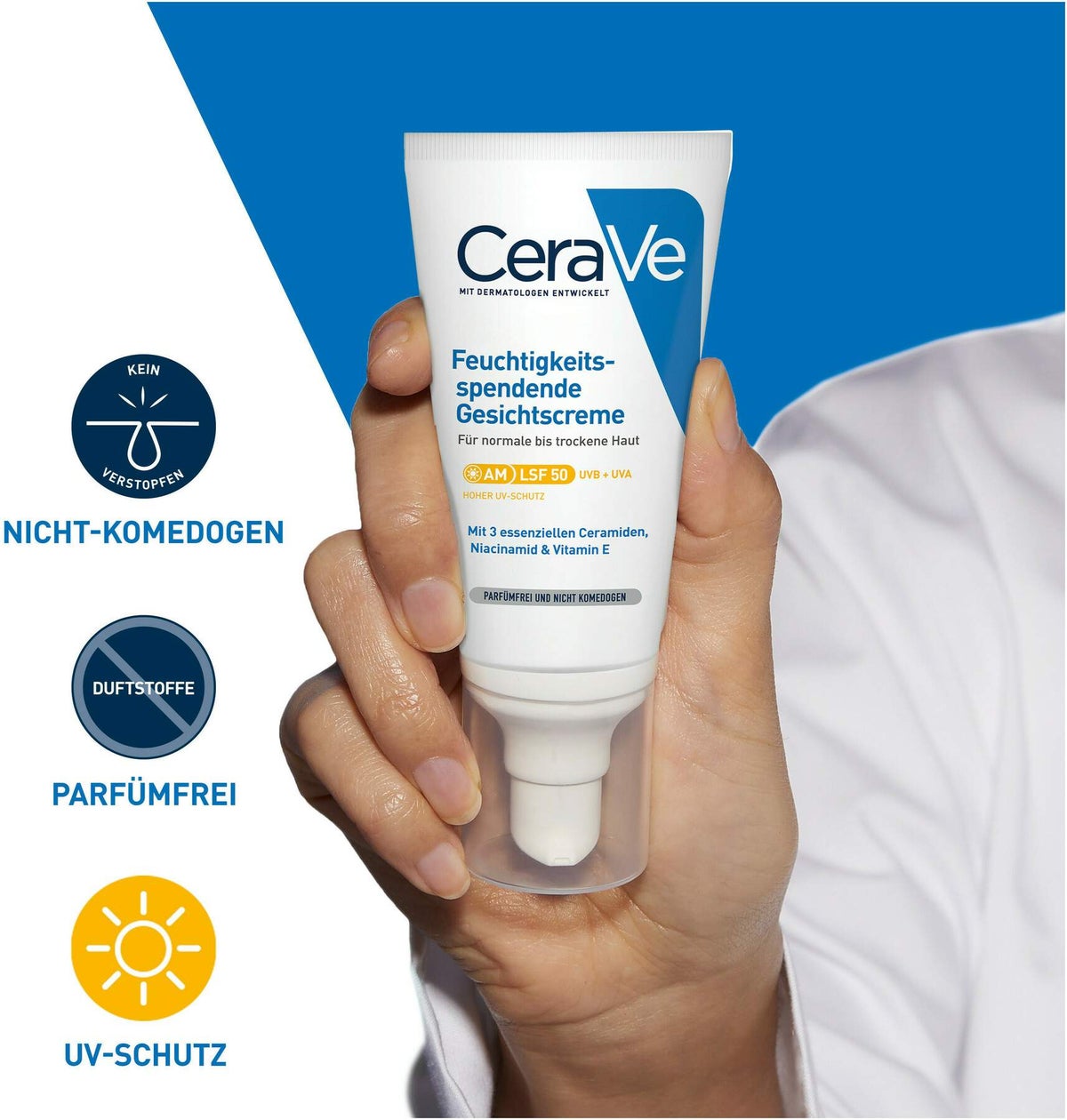 CeraVe Feuchtigkeitsspendende Gesichtscreme LSF 50 52 ml