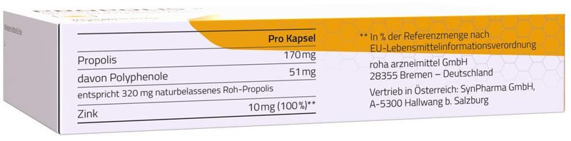 Beecraft Propolis Kapseln Plus 10 mg Zink 30 Stück