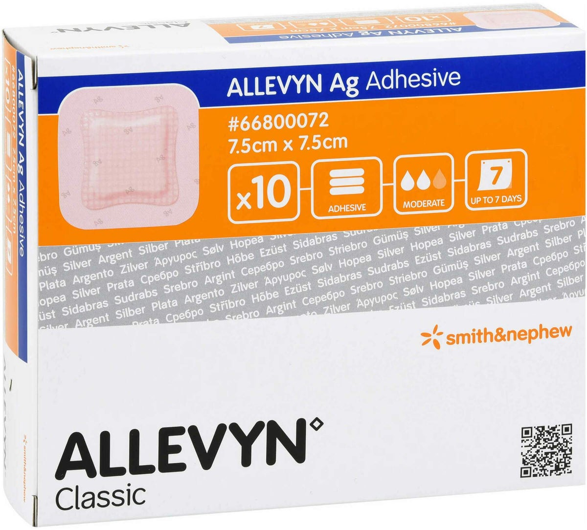 Allevyn AG Adhesive 7,5 X 7,5 cm Wundverband 10 Stück