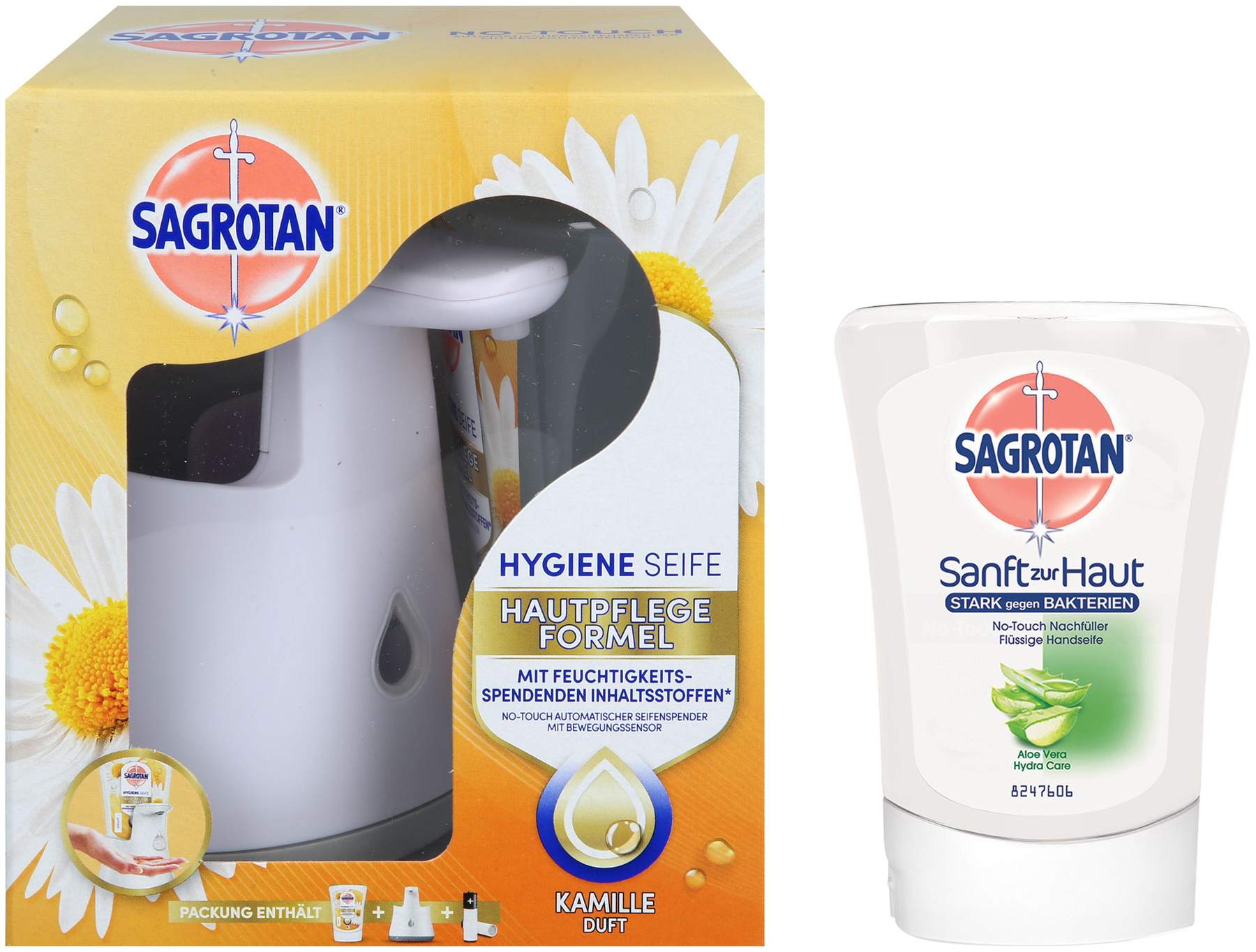 Sagrotan No-Touch Starter-Set Kamille + No Touch Aloe Vera 250 ml Nachfüller