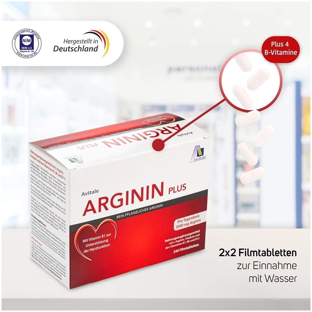 Arginin plus Vitamin B1+B6+B12+Folsäure 120 Filmtabletten