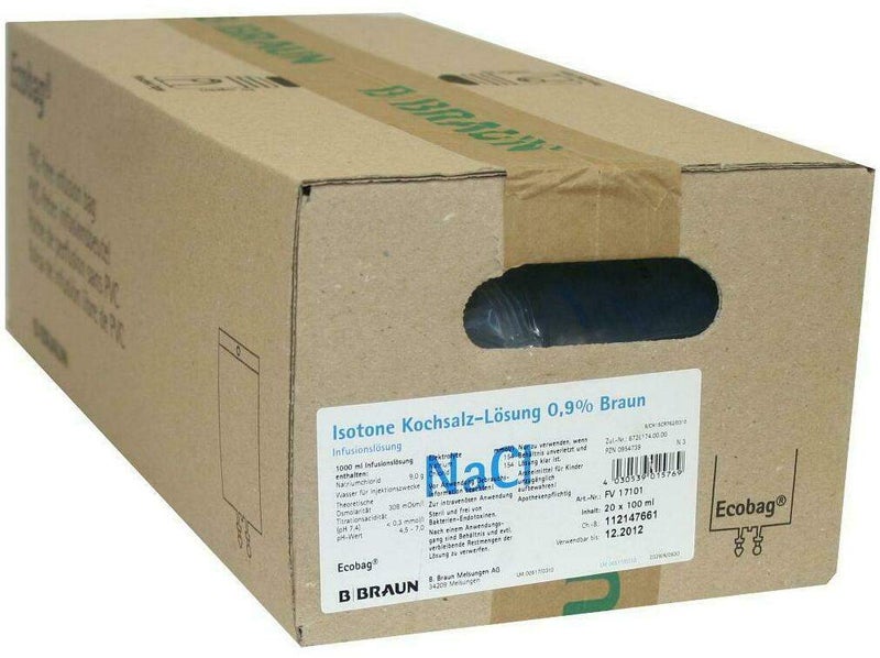 Kochsalzlösung 0,9% Braun Ecobag 20 X 100 ml Infusionslösung