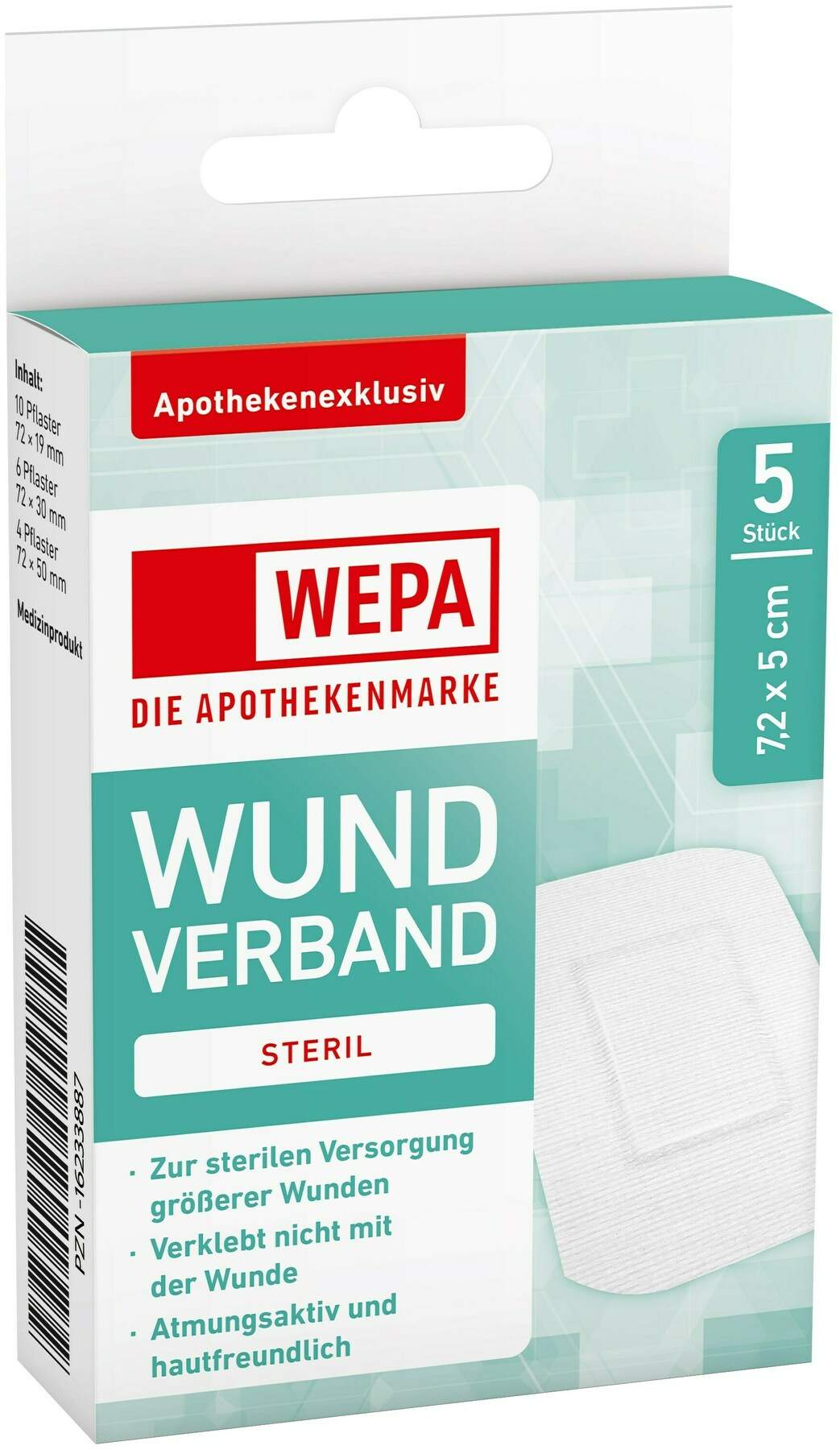 WEPA Wundverband 7,2 X 5 cm Steril 5 Stück