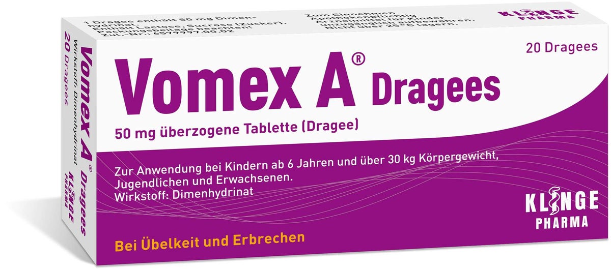 Vomex A Dragees 50 mg 20 überzogene Tabletten