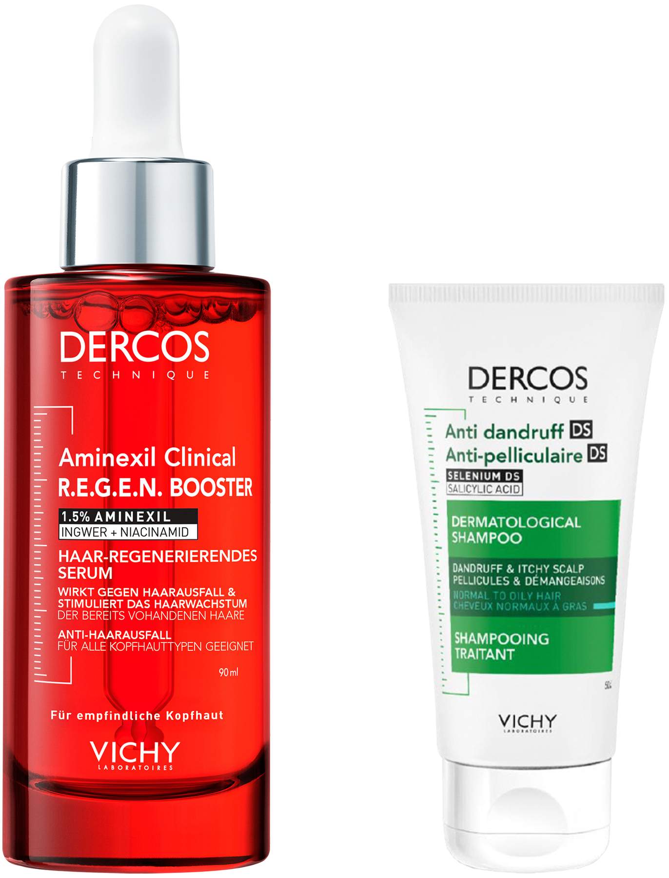 Vichy Dercos R.E.G.E.N. Booster 90 ml + gratis Vichy Decros Anti Schuppen Shampoo fettige Kopfhaut 50ml