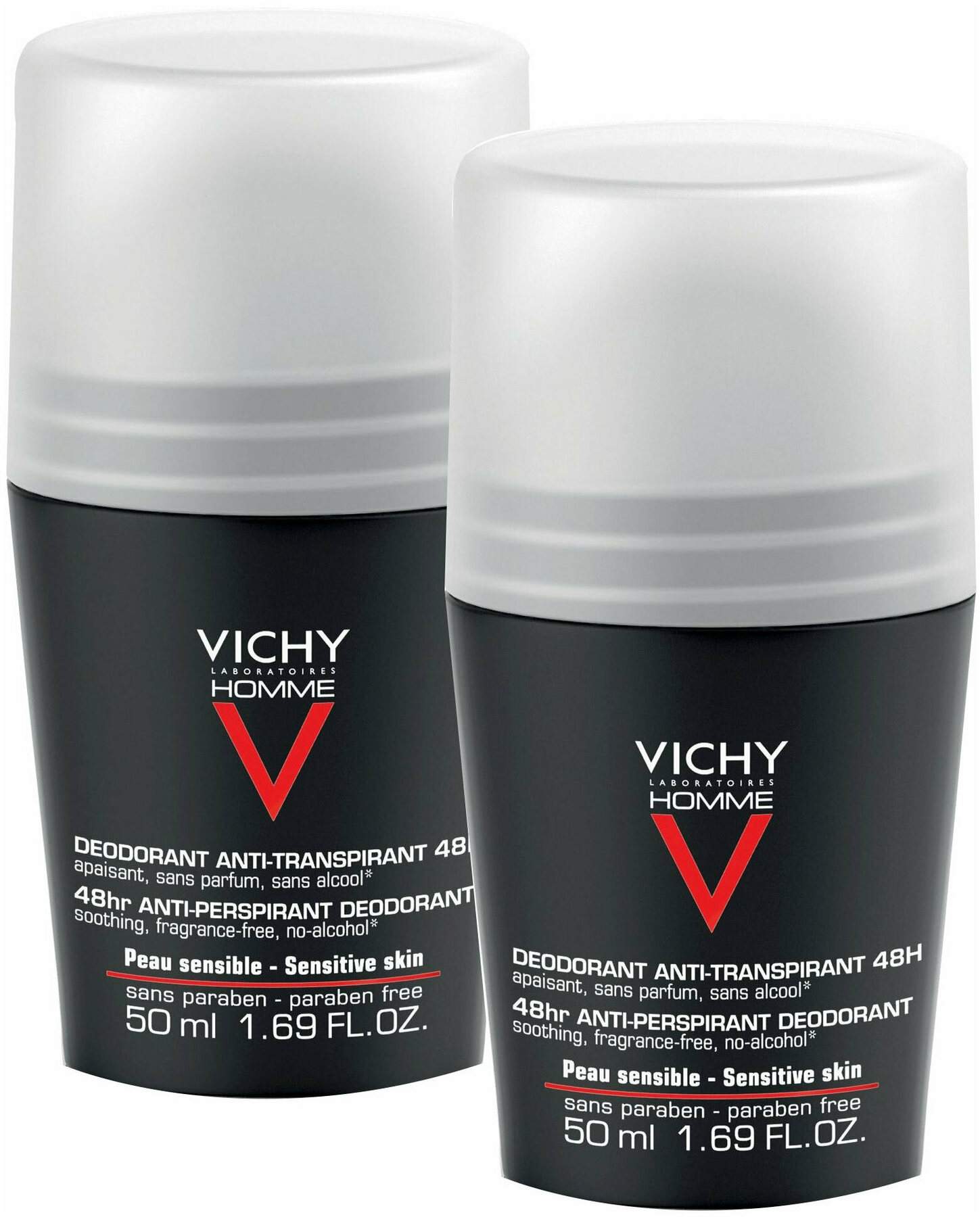 Vichy Homme Deodorant Anti Transpirant 48h sensible Haut 2 x 50 ml