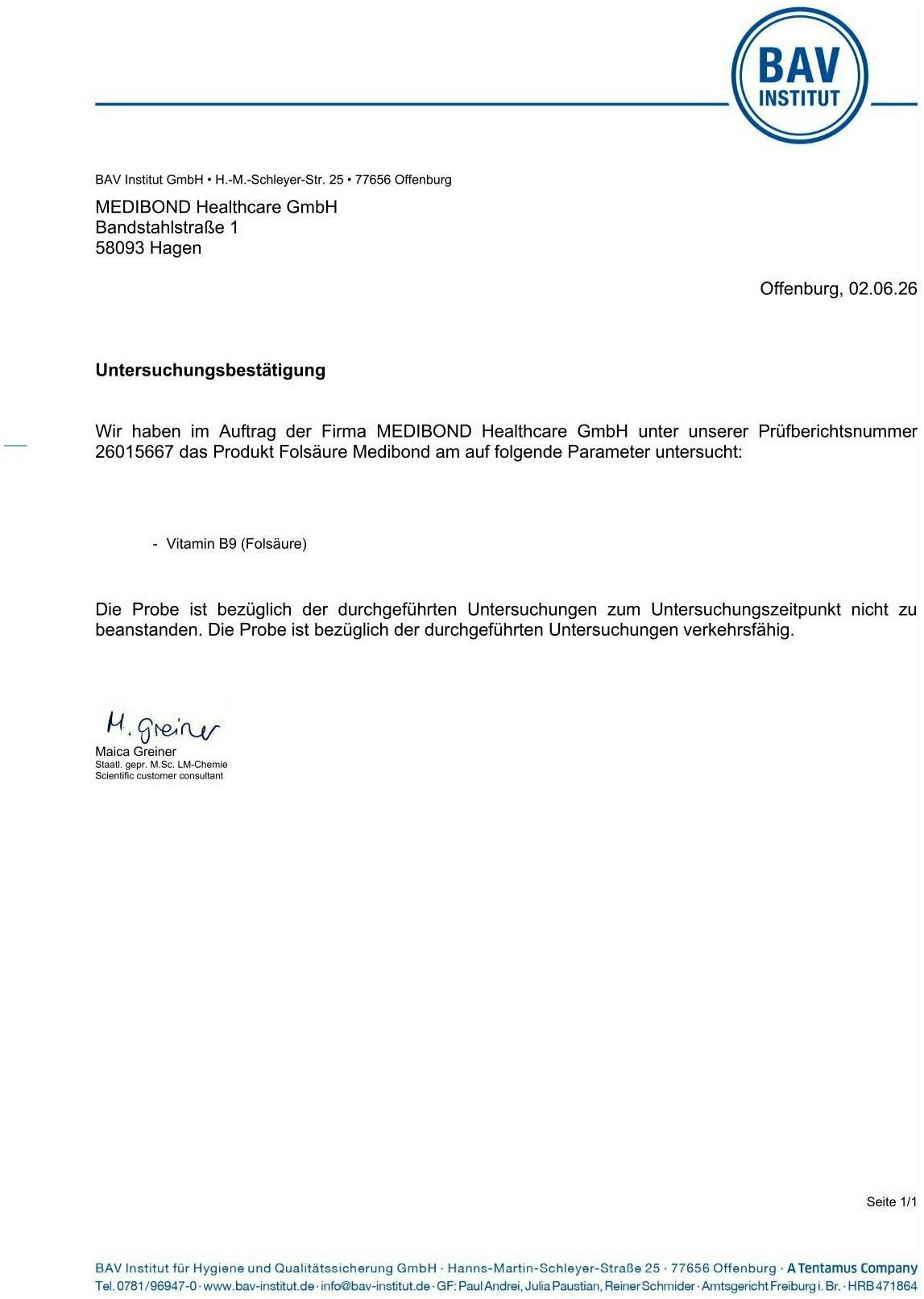 Folsäure 400 Premiumfolat Medibond 60 Kapseln
