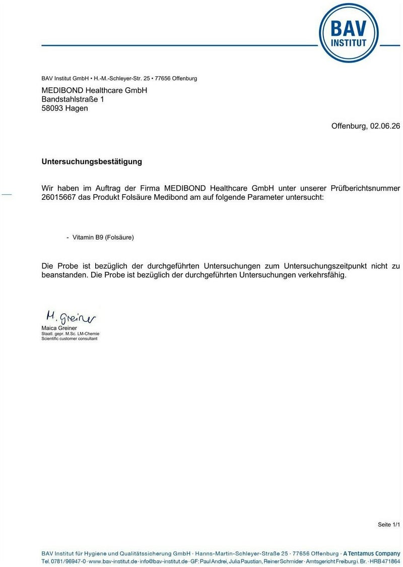 Folsäure 400 Premiumfolat Medibond 60 Kapseln