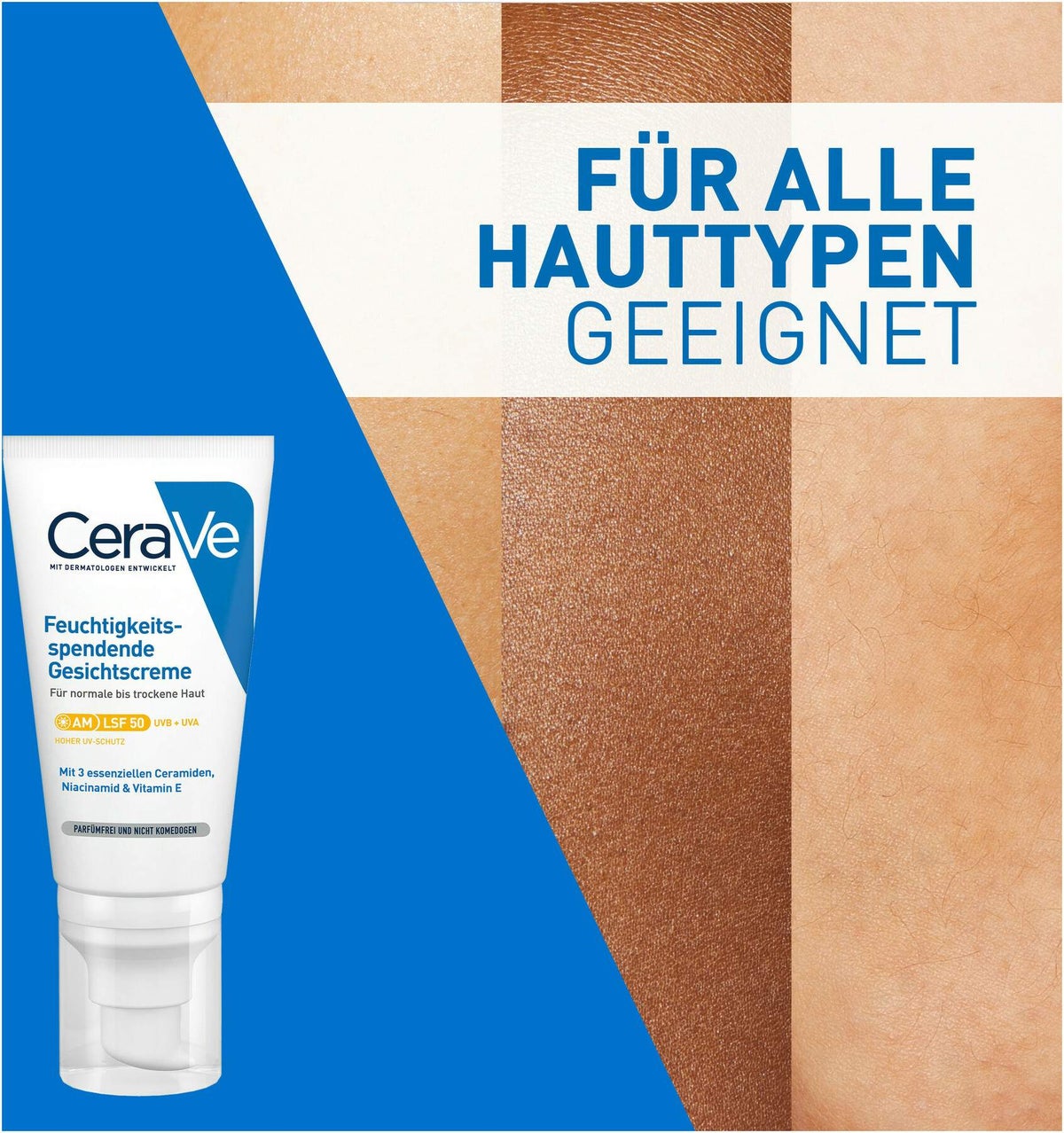CeraVe Feuchtigkeitsspendende Gesichtscreme LSF 50 52 ml + gratis Schäumendes Reinigungsgel 20 ml
