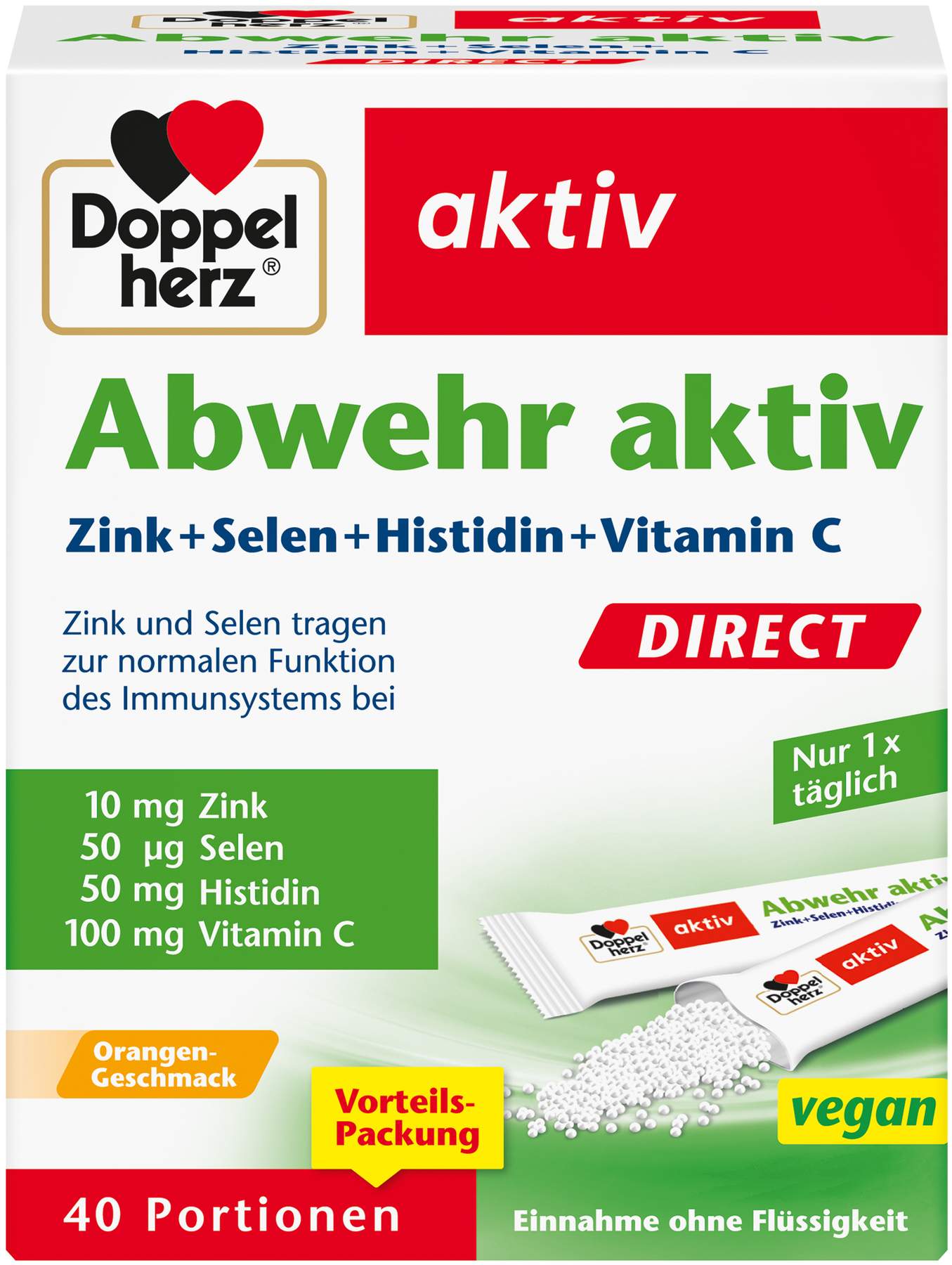 Doppelherz aktiv Abwehr Direct Zink und Selen Histidin Pellets 40  Pellets