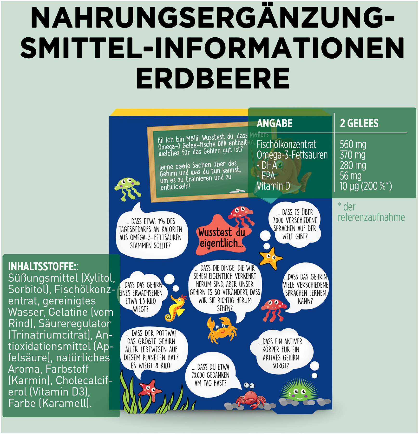 Möller s Omega-3 Gelee Fisch Erdbeere Kautabletten 36 Stück