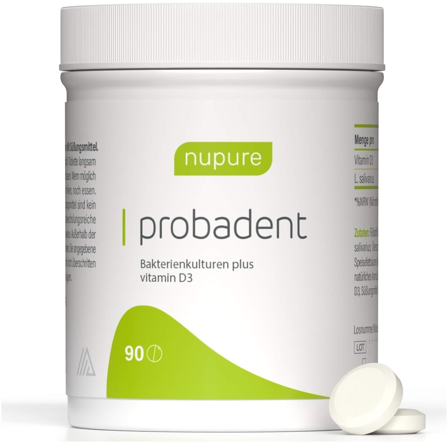 Nupure Probadent Probiotikum Mundflora Lemon 90 Lutschtabletten