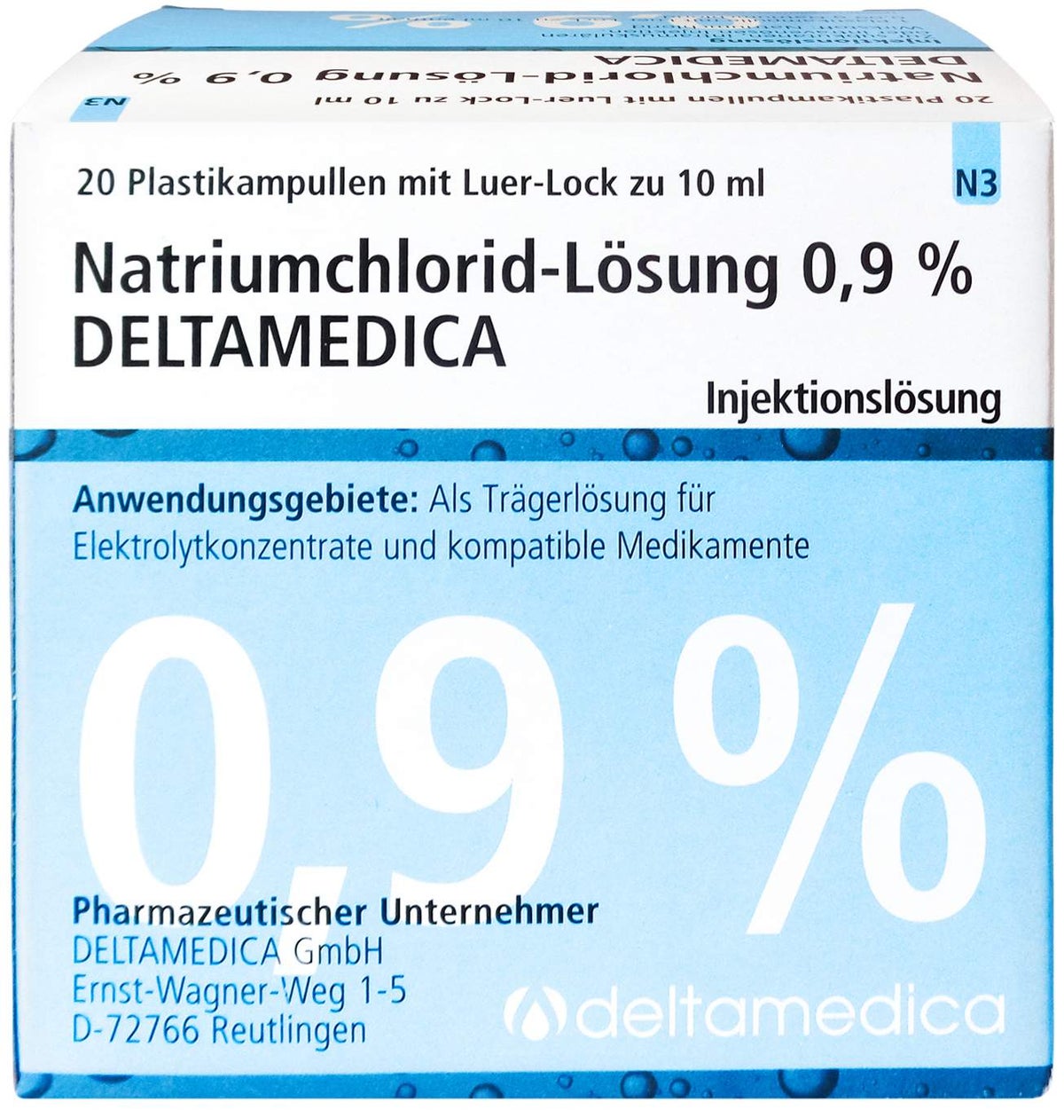Natriumchlorid-Lösung 0,9 % Deltmadica Luer-Lo Pl. 20 X 10 Ml...
