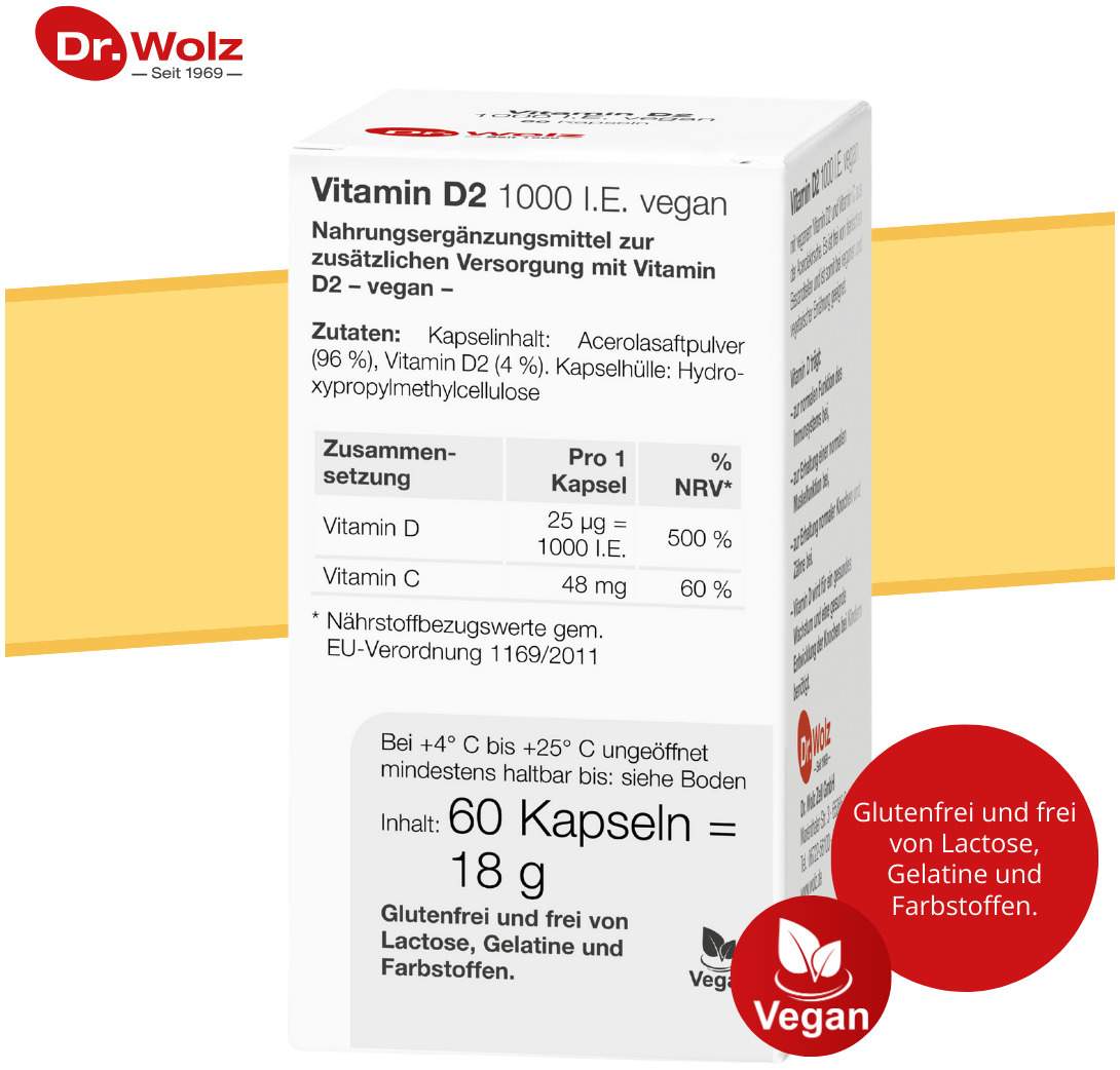 Vitamin D2 1000 I.E. Vegan 60 Kapseln