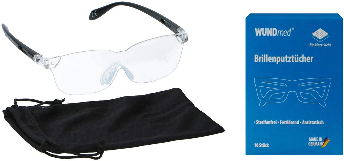 Vergrößerungsbrille, schwarzinkl. Aufbewahrungsbeutel + Gratis Brillenputztücher 10 Stück