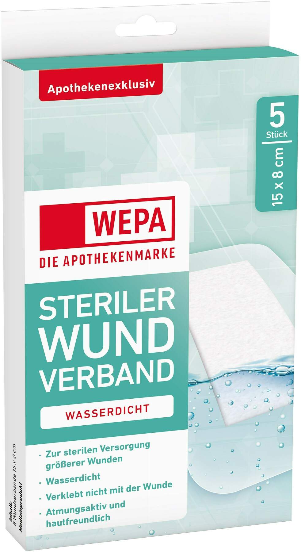 WEPA Wundverband Wasserdicht 8x15 cm Steril